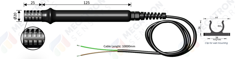 Sonde d'humidité et température de gaine Megatron SRH-10000 pour EVIO - SRH-10000